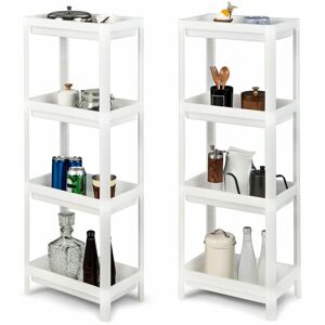 COSTWAY 2 Pcs 4 Tier Slim Storage Cart Detachable Kitchen Organizer Rolling Utility Cart