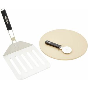 T932025 3 Piece Pizza Tool Set Includes Pizza Stone, Slicer and Paddle, Fits 12 Pizza, Stainless Steel - Tower