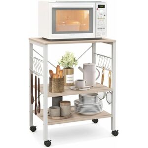 Costway - 3 Tier Rolling Serving Cart Mobile Utility Storage Trolley Organizer w/ 10 Hooks