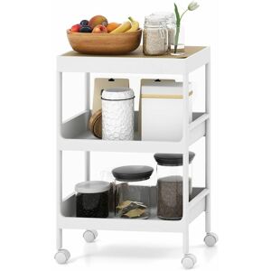 COSTWAY 3 Tier Utility Rolling Storage Cart Kitchen Organizer with Detachable Tray Top