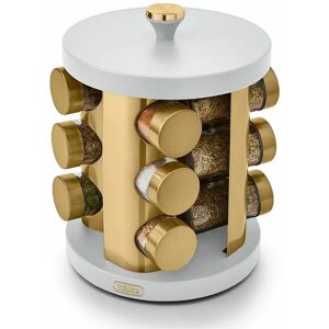 Tower - T826022WHT Cavaletto 12 Jar Rotating Spice Rack with Pre-Filled Spices, Optic White and Champagne Gold