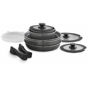 Freedom T900140 Cookware Set with Removable Handles, Cerastone Coating, Stackable Design, 13 Piece, Graphite - Tower