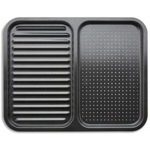 Tower T943005HG99 Precision Plus Divided 2-in-1 Crisp and Sear Tray, Made in Aluminised Steel with Non-Stick Coating, Black