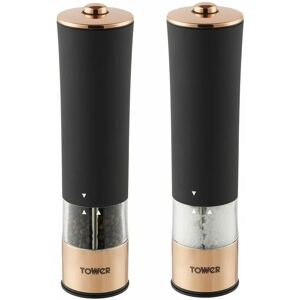 Tower T847003RB Electric Salt and Pepper Mill, Stainless Steel, Soft-Touch Body, Rose Gold and Black