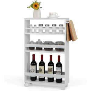 COSTWAY Slim Storage Cart 4-Tier Narrow Rolling Storage Cart w/ Handle Universal Casters