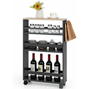 COSTWAY Slim Storage Cart 4-Tier Narrow Rolling Storage Cart w/ Handle Universal Casters