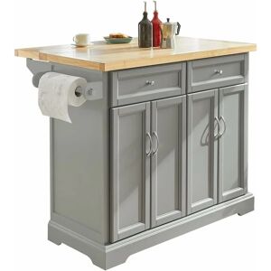 Extendable Kitchen Storage Trolley Kitchen Island FKW71-HG+Free Kitchen Hanging Shelf FRG150-W - Grey - Sobuy