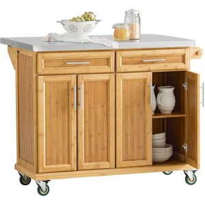 Extendable Worktop Kitchen Trolley Island Storage Cupboard FKW69-N+Free Kitchen Hanging Shelf KCR03-N - Sobuy