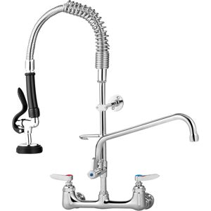 VEVOR Commercial Faucet with Sprayer, 8' Adjustable Center Wall Mount Kitchen Faucet with 12' Swivel Spout, 21' Height Compartment Sink Faucet for