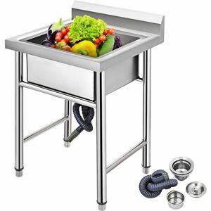 VEVOR Handmade Sink Non-Magnetic Stainless Steel Kitchen Sink Hand Made 1 Compartment 17.5 x 10 x 16.5 Inch Capacity Huge Tub Sink for Farmhouse Cafe Shop