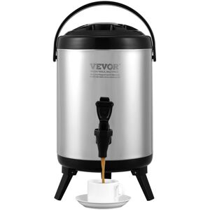 VEVOR Stainless Steel Insulated Beverage Dispenser, 1.5 Gallon 6 Liter, Thermal Hot and Cold Drink Server Dispenser with Spigot Handle, Food-grade for Hot