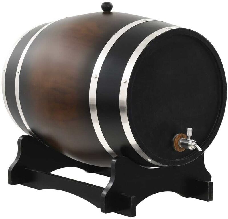 Wine Barrel with Tap Solid Pinewood 35 l VD30546 - Hommoo