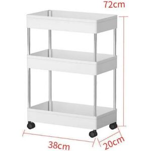 3-Tier Mobile Storage Cart, Storage Cart, 3-Tier Slim Storage Shelf, for Narrow Kitchen, Bathroom, with Wheels(38x20x72cm) Denuotop