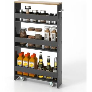 COSTWAY 3-tier Slim Kitchen Storage Trolley Rolling Utility Cart Organizer Mobile Shelf