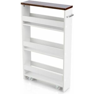 COSTWAY 3 Tiers Storage Trolley Slide-out Slim Kitchen Cart Utility Shelving Organizer