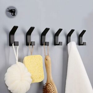 Pieces Self Adhesive Hooks, Double Bathroom Towel Hook, Self Adhesive Wall Mount for Kitchen, Bathroom, Office, Closet, Aluminum, Black - Rhafayre