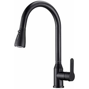 Rhafayre - Black Kitchen Taps with Pull Down Sprayer, Single Handle Monobloc Mixer Kitchen Tap, Kitchen Sink Tap with Pull Out Swivel Spout, Kitchen