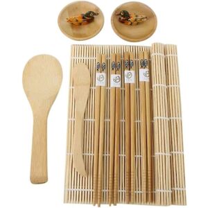 WOOSIEN Crafting kit, bamboo mat, chopsticks, rice spreader, sauce bowls and bag for beginner tool accessories