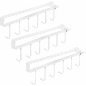 3-piece cup holder, hook cup holder cupboard insert without drilling for 18 cups white - Denuotop