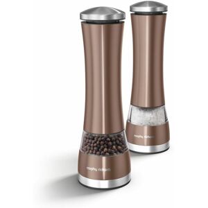 Richards 974235 Accents Electronic Salt and Pepper Mill Set, Stainless Steel, Copper , 6.5 x 6.5 x 22 cm - Morphy