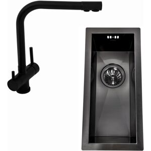 ENKI BST013, Small Stainless Steel Kitchen Sink and Solid Brass Matte Black 3-in-1 Filter Taps, Kitchen Sink Mixer Kitchen Tap, Modern Kitchen Design