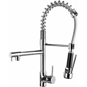 Tectake - Kitchen mixer tap with 2 taps & detachable spray - faucet tap, kitchen tap, kitchen mixer tap - grey