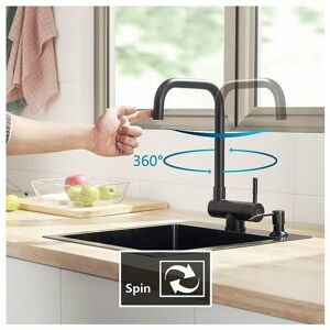 MUMU Folding Kitchen Faucet, Black, Folding Kitchen Faucet with 2 Nozzles to Choose From Under the Window, Kitchen Mixer with 360° Rotating Spout, Folding