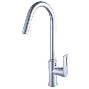 GROOFOO Hot and Cold Water Kitchen Faucet, Single Lever Kitchen Faucet with Inlet Hose, Stainless Steel Kitchen Mixer Tap, 360° Rotatable Sink Faucet, for