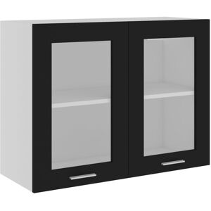 Hanging Glass Cabinet Black 80x31x60 cm Engineered Wood Vidaxl Black