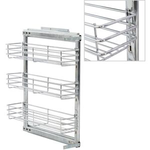 3-Tier Pull-out Kitchen Wire Basket Silver 47x15x56 cm VD30786 - Hommoo