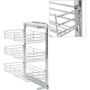 3-Tier Pull-out Kitchen Wire Basket Silver 47x25x56 cm - Hommoo