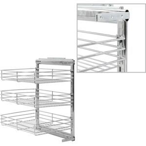 3-Tier Pull-out Kitchen Wire Basket Silver 47x35x56 cm VD30788 - Hommoo