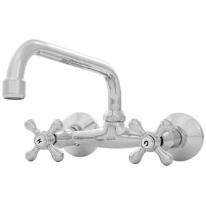 Invena - Kitchen Mixer Tap Cross Head c Type Wall Mounted Traditional