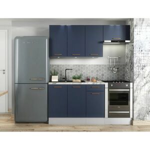 IMPACT FURNITURE Kitchen Cabinet Navy Blue / Grey 5 Unit Set Soft Close 180cm Copper Handle Nora - Navy Blue