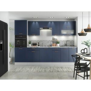 Impact Furniture - Kitchen Cabinet Set 300cm 9 Unit Navy Blue 3m Base Wall + Tall Oven Housing Nora - Navy Blue