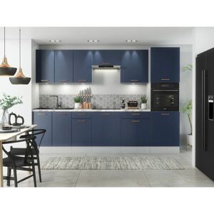 Impact Furniture - Kitchen Cabinet Set 9 Unit 300cm Navy Dark Blue Base Wall Oven Tall Housing Nora - Navy Blue