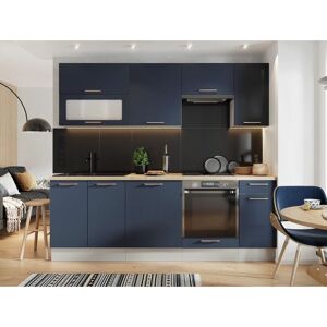 Impact Furniture - Kitchen Cabinets Set 8 Unit Navy Blue / Grey 240cm Soft Close Copper Handle Nora - Navy Blue