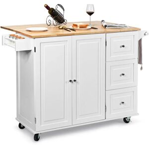 COSTWAY Kitchen Cart Kitchen Island 3-Position Adjustable Shelves