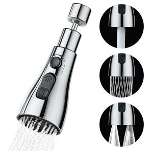 Kitchen Faucet Spray 3 Modes - 360 Degree Nozzle for Kitchen Faucet, Faucet Head, Sink Mixer Spray, Extension for Kitchen Faucet (Silver) Denuotop