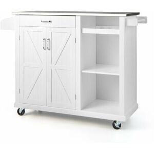 GYMAX Kitchen Island Cart Rolling Kitchen Island Mobile Kitchen Trolley