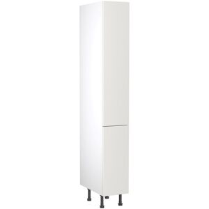 Quick Build Full Kitchen Base / Wall / Tall Unit Set - White Gloss - Slab Doors Larder Tall Unit with Pull Out Storage 300mm - Kitchen Kit