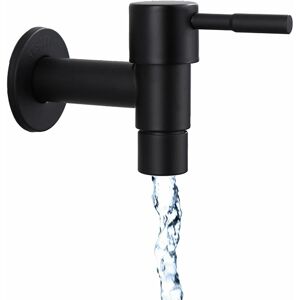 Langray - Kitchen Sink Faucet Black Quick Single Cold Faucet Stainless Steel Bathroom Faucet Outdoor Garden Faucet Wall Mounted Washing Machine