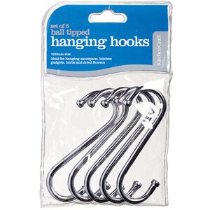 KitchenCraft Pack of Five 10cm Chrome Plated 'S' Hooks