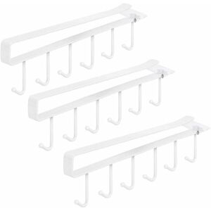 3-piece cup holder, hook cup holder cupboard insert without drilling for 18 cups white - Langray