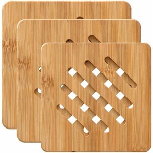 Langray - Bamboo Coaster Set, 3 Piece Coaster, Heat Resistant Coaster, Wood Pot Underlay, Bamboo Coaster Set, for Pots and Plates 2