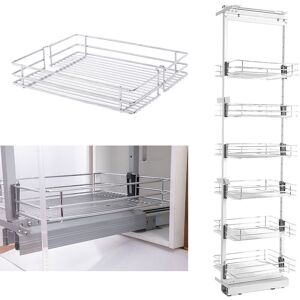 Livingandhome - Tall and Narrow 6-Tier Metal Kitchen Pull-out Kitchen Cabinet Basket Shelf