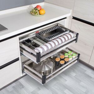 Livingandhome - Stainless Steel 81.4cm Cabinet Pull Out Basket