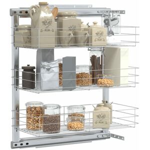 Berkfield Home - Mayfair 3-Tier Pull-out Kitchen Wire Basket Silver 47x25x56 cm