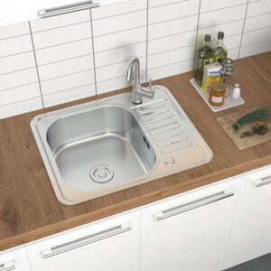 Livingandhome - Stainless Steel Single Kitchen Sink Modern Square Laundry Topmount
