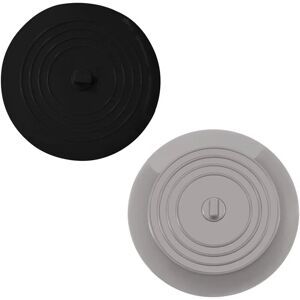 NORCKS 2 Pack 6 Inches Universal Drain Plug Sink Plug Drain Stopper Silicone Tub Stopper Sink Drain Cover for Kitchens, Bathrooms, Bathtub (Black+Grey)